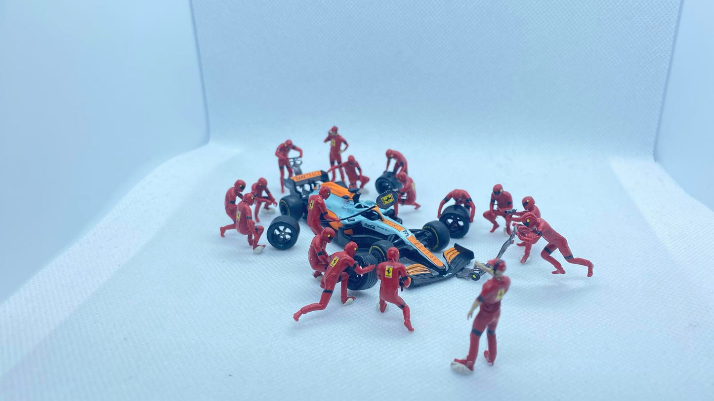 Hand Painted Ferrari F1 Pit Crew (17x Figures)